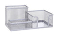 Silver Metal Mesh Three-Section Desk Organizer