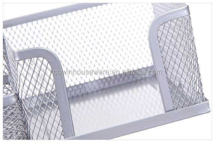 Silver Metal Mesh Three-Section Desk Organizer