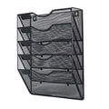 Black Metal Mesh Five-Pocket Wall File Organizer