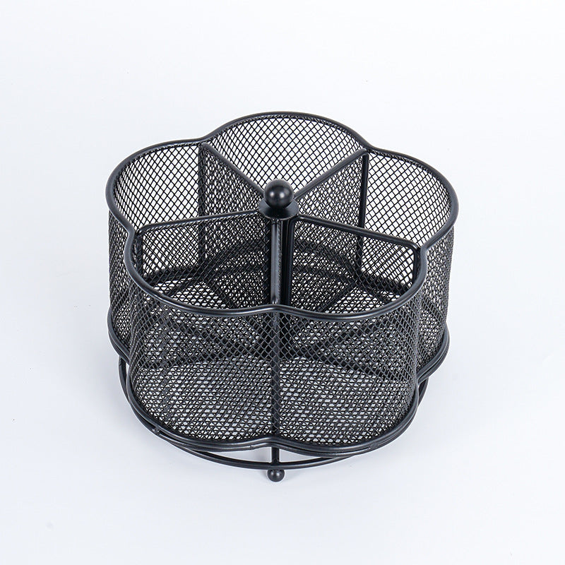 Black Metal Mesh Rotating Pen Holder