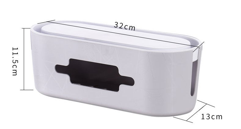 White Power Strip Cable Organizer Box