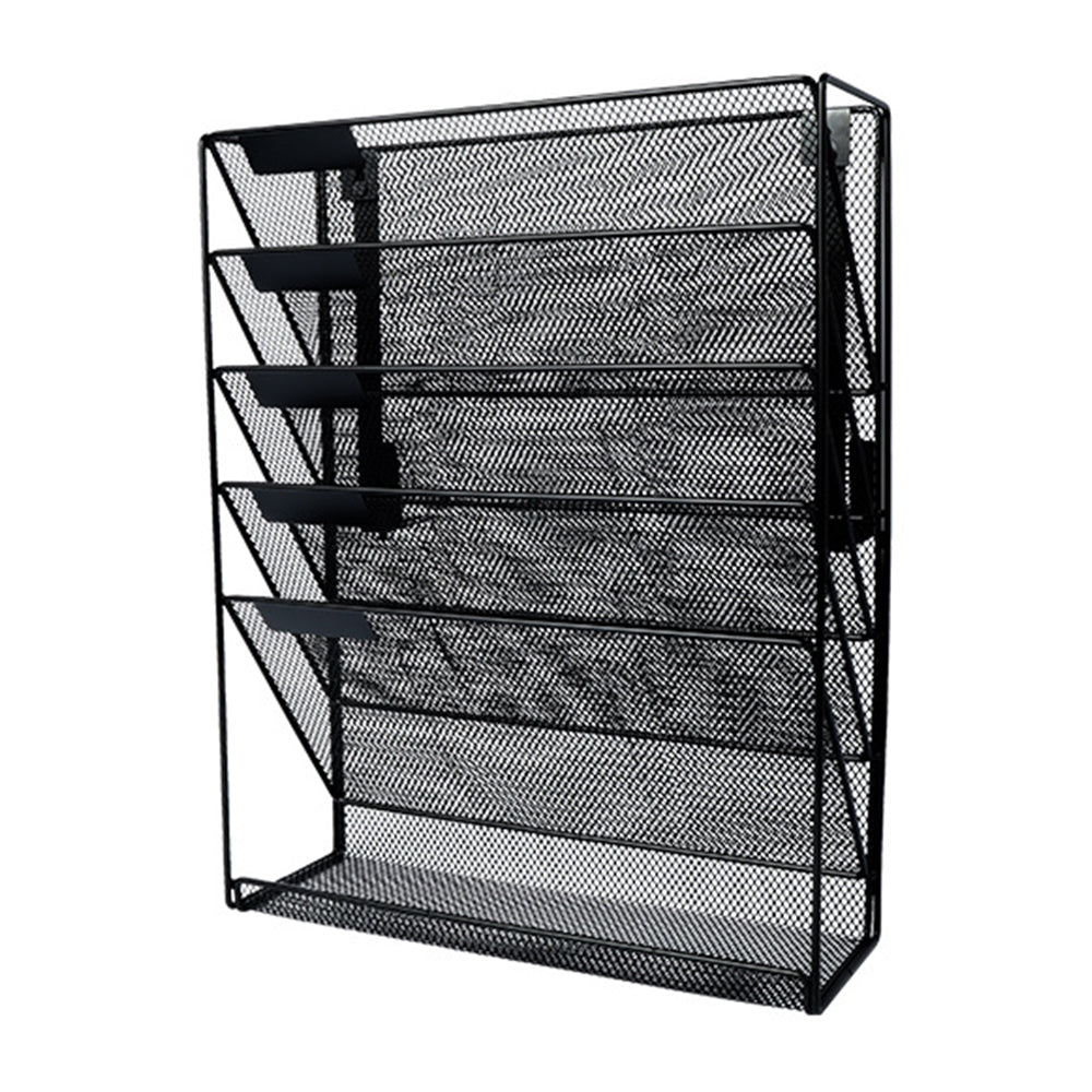 Black Five-Pocket Metal Mesh File Rack