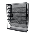 Black Five-Pocket Metal Mesh File Rack