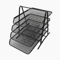 Black Four-Tier Metal Mesh File Tray