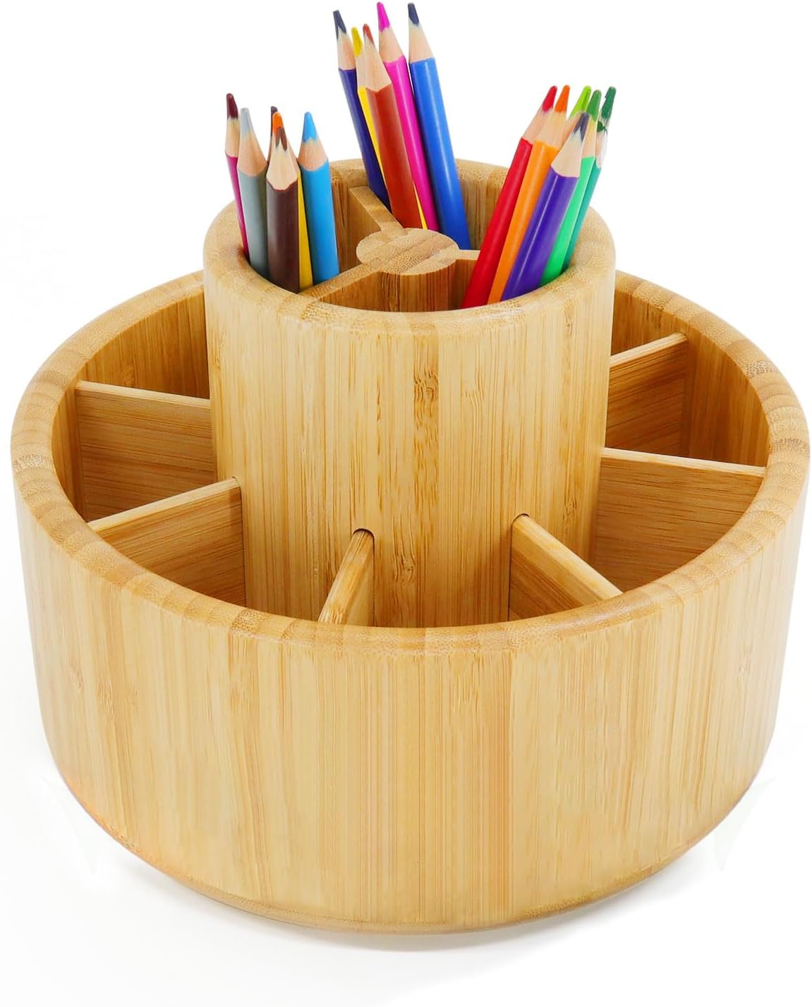 Rotating Bamboo Desk Organizer