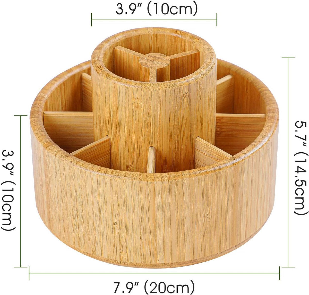 Rotating Bamboo Desk Organizer