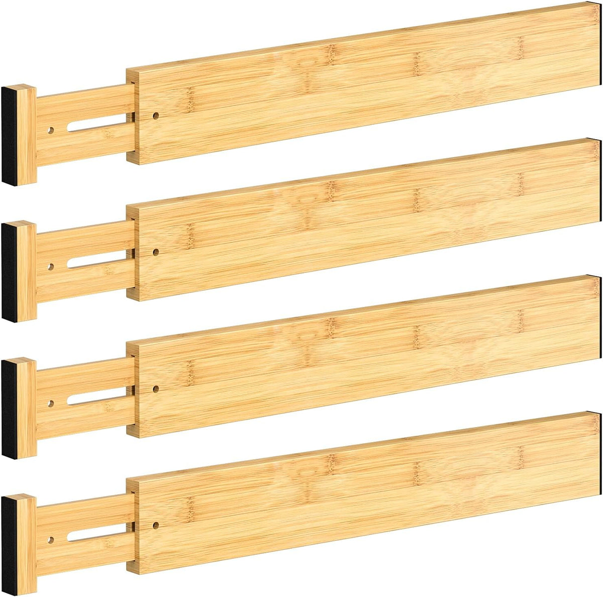 Adjustable Bamboo Drawer Dividers, Set of 4