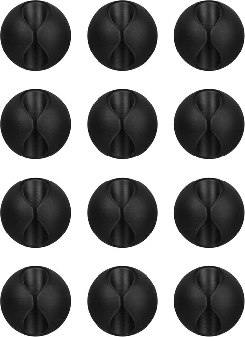 Black Adhesive Cable Clips, Pack of 12