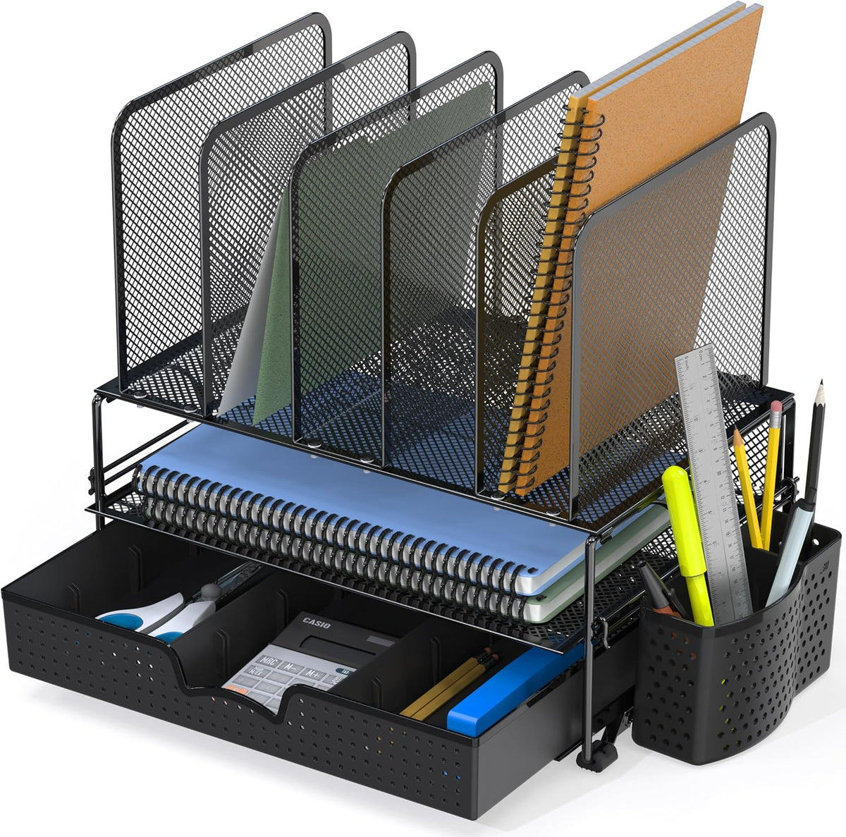 Black Desktop File Organizer with Drawer