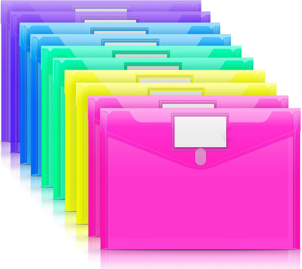 Multicolor Plastic File Folders, Pack of 10