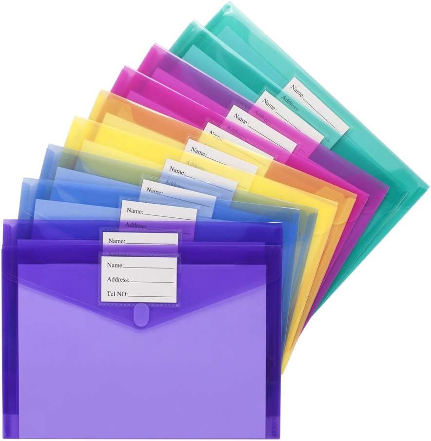Multicolor Plastic File Folders, Pack of 10