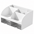 White Desk Organizer with Two Drawers