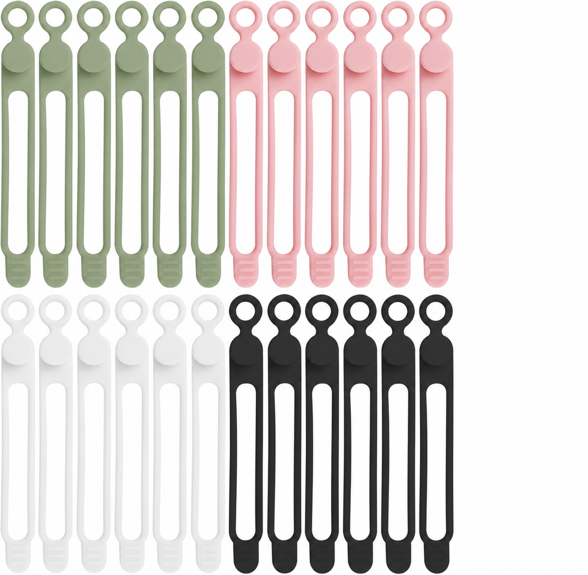 Multicolor Silicone Cable Ties, Pack of 24