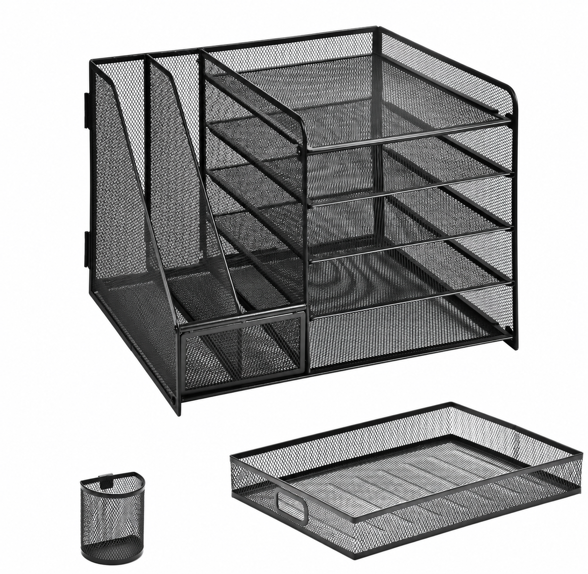 Black Mesh Desktop File Organizer