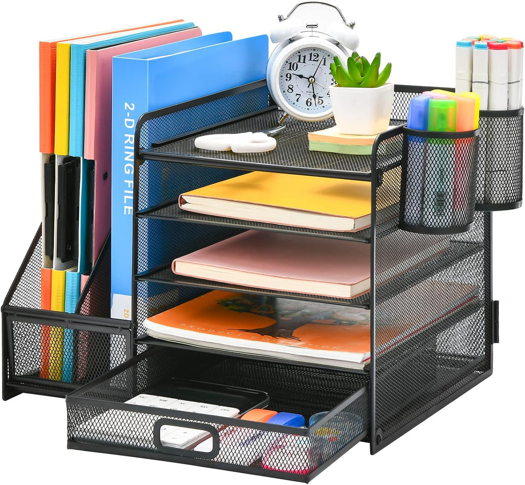 Black Mesh Desktop File Organizer