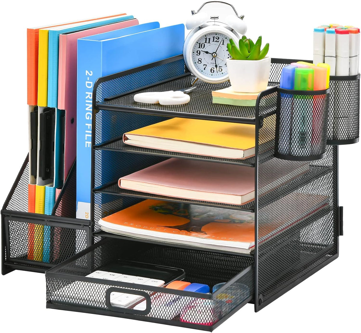 Black Mesh Desktop File Organizer