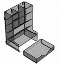 Black Mesh Pen Organizer with Drawer