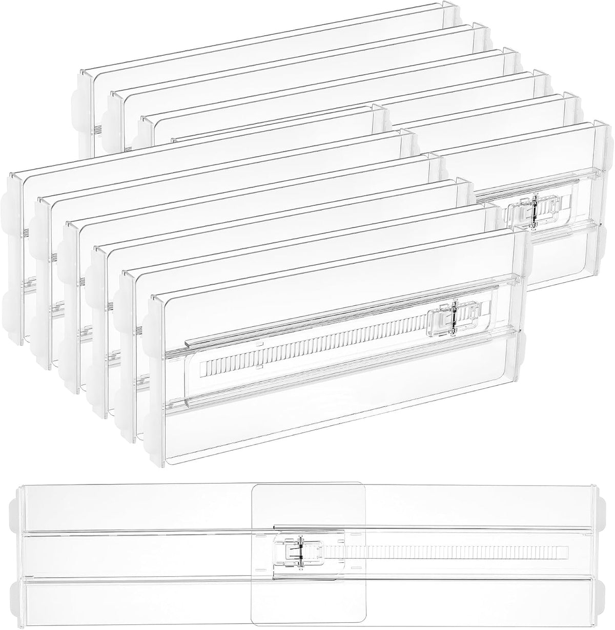 Clear Adjustable Drawer Dividers, 12 Pack