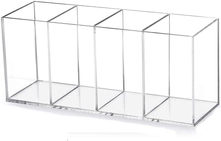 Clear Four-Compartment Acrylic Pen Holder