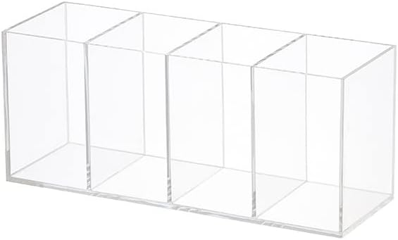 Clear Four-Compartment Acrylic Pen Holder