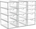 Clear Acrylic Desktop Drawer Organizer, 13 Drawers