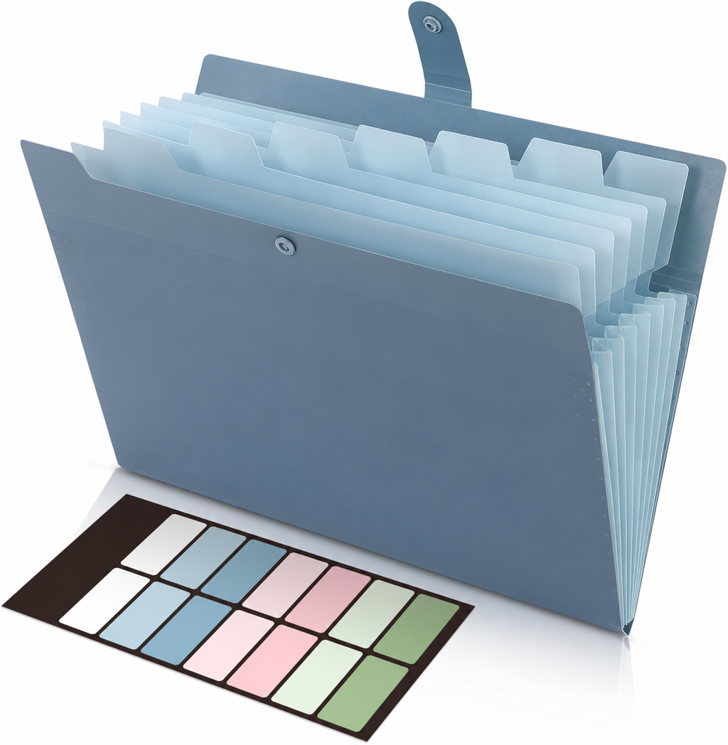 Blue Eight-Pocket Accordion File Folder