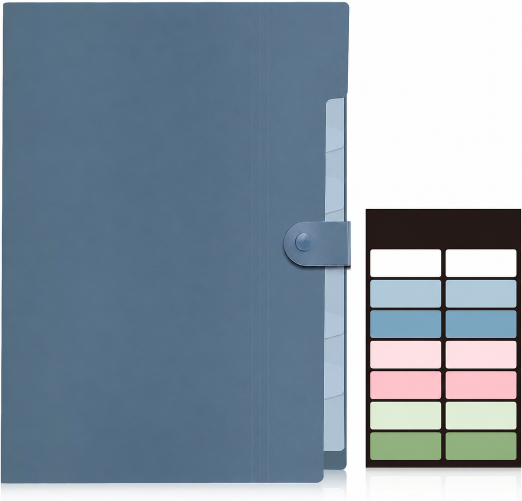 Blue Eight-Pocket Accordion File Folder