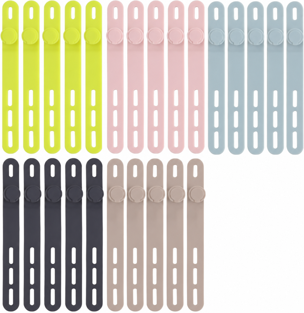 Assorted Silicone Cable Ties, 25 Pack