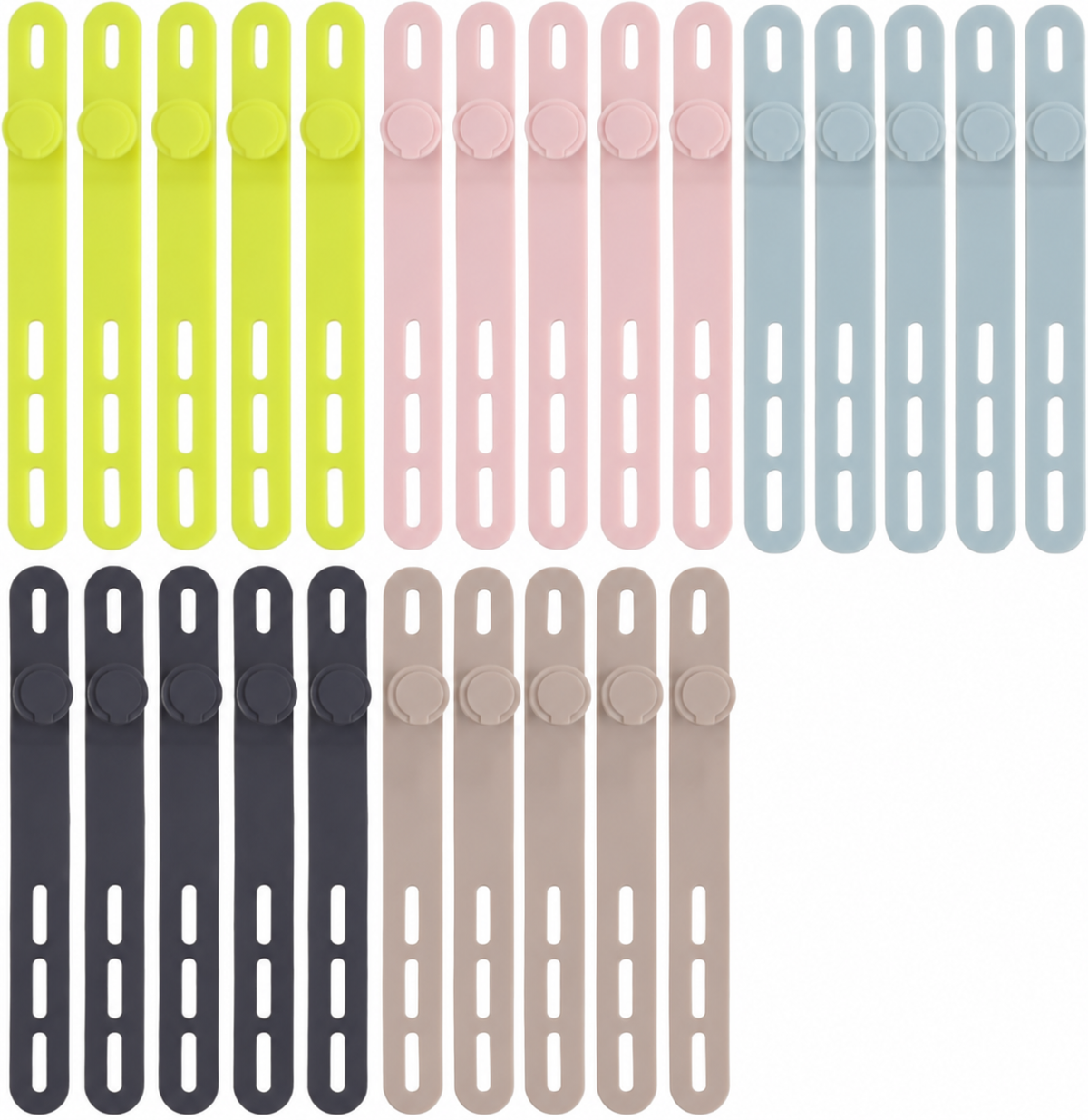 Assorted Silicone Cable Ties, 25 Pack