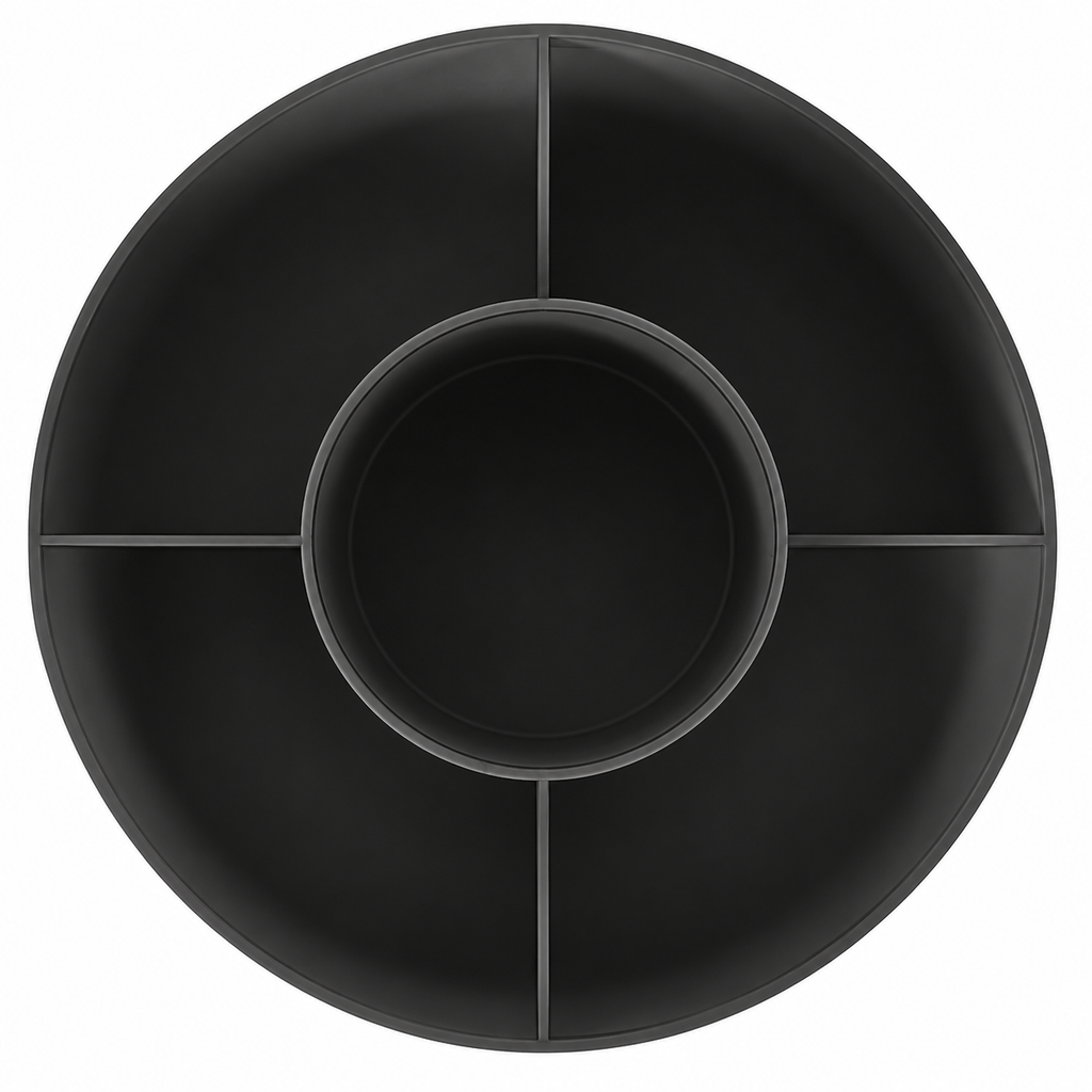 Black Five-Compartment Rotating Pen Holder