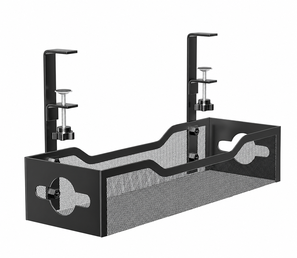 Black Metal Under-Desk Cable Tray