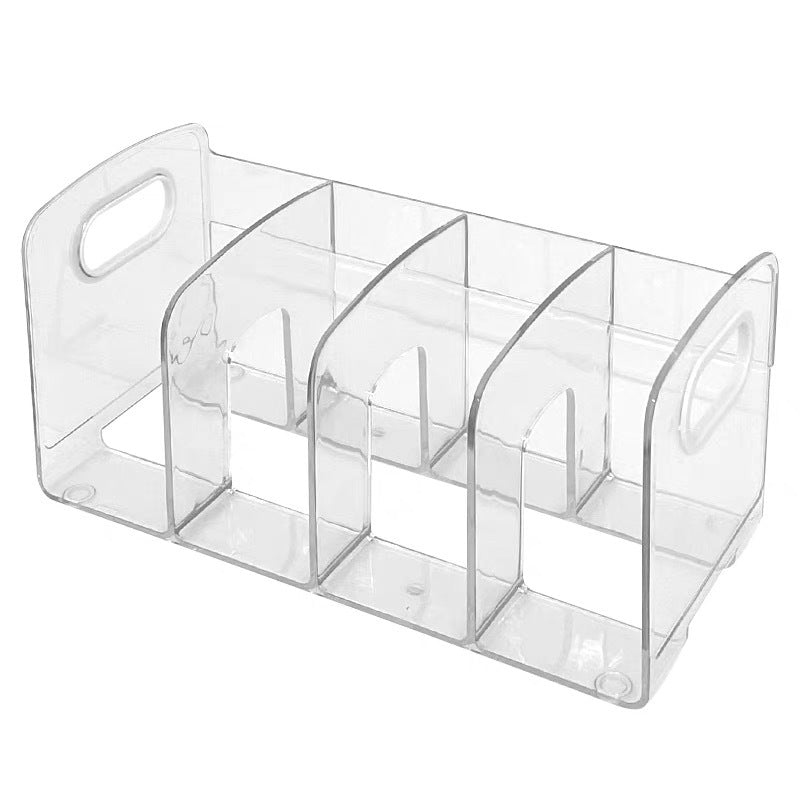 Clear Four-Section Desktop File Organizer