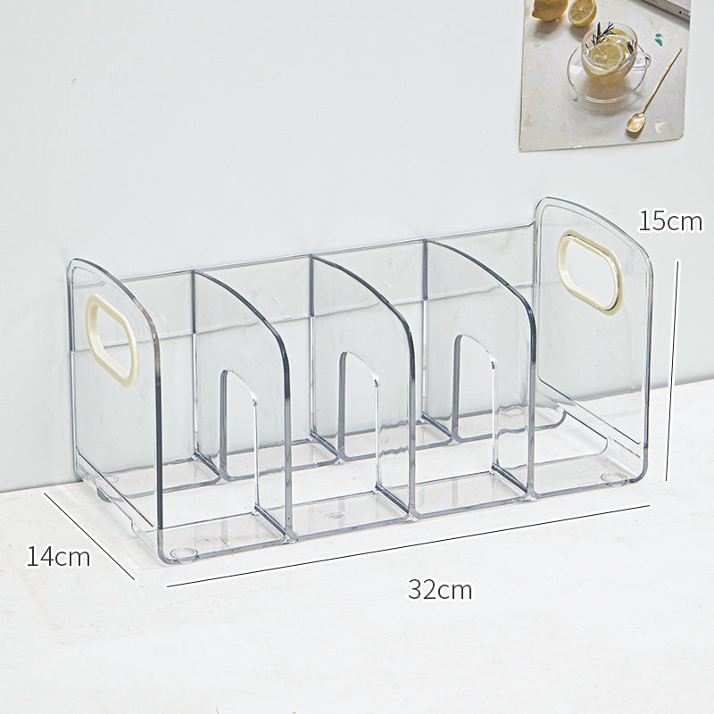 Clear Four-Section Desktop File Organizer