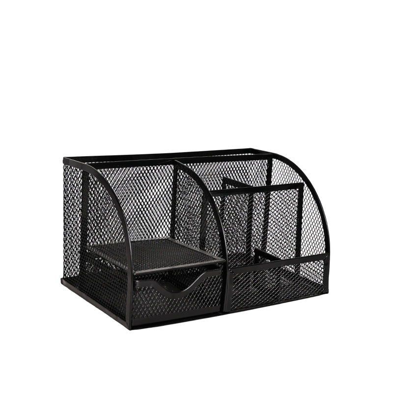 Black Mesh Desk Organizer with Drawer