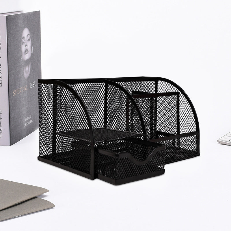 Black Mesh Desk Organizer with Drawer