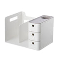 Gray Three-Drawer Desktop Organizer with File Slots