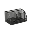 Black Seven-Compartment Mesh Desk Organizer